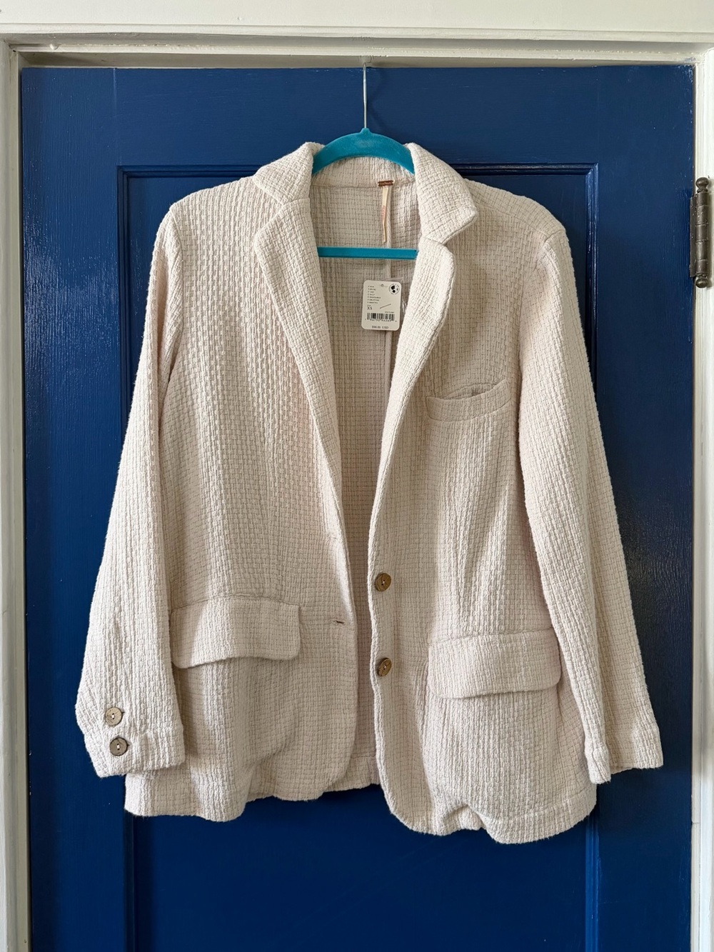 NWT Free People Textured Blazer Jacket - Salt